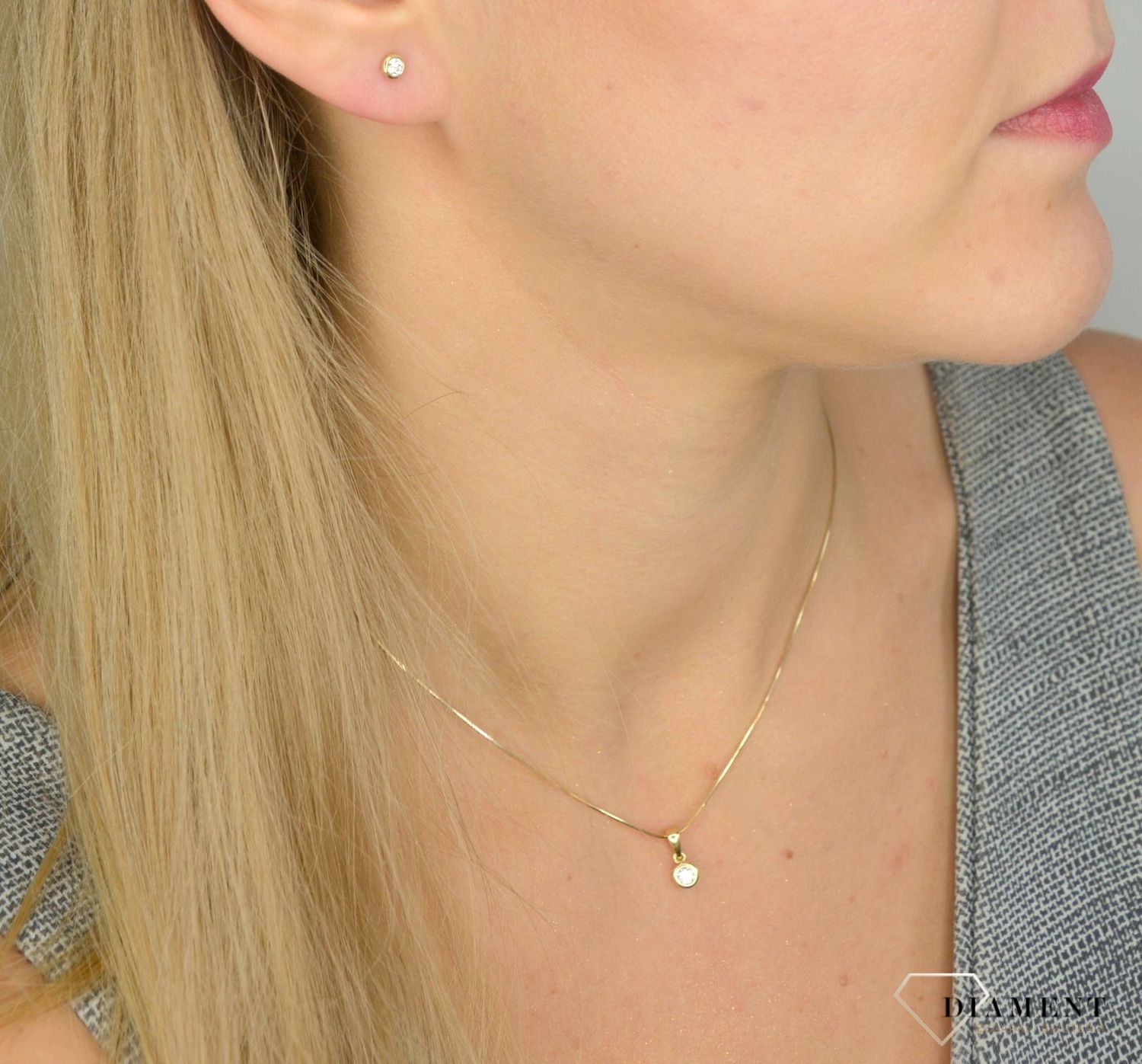 Kolczyki złote DIAMENT żółte złoto, diamenty 0,2 ct E 393.jpg